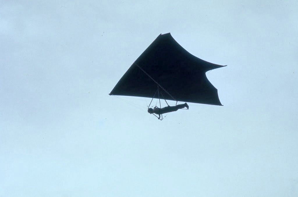Bob Wills flying WW Swallowtail, Mere 1975