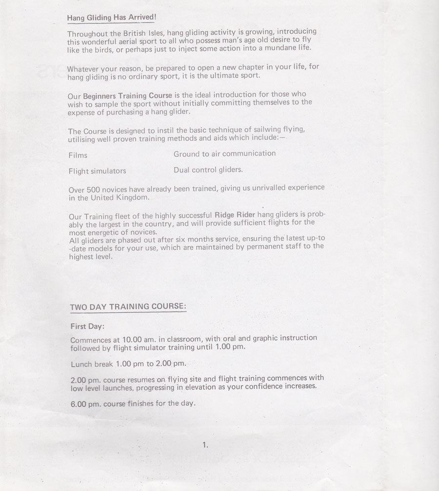 British Hang Gliding History. Sussex Delta Sailwing Hang Gliding